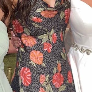 Vici cowl neck leopard flowered dress